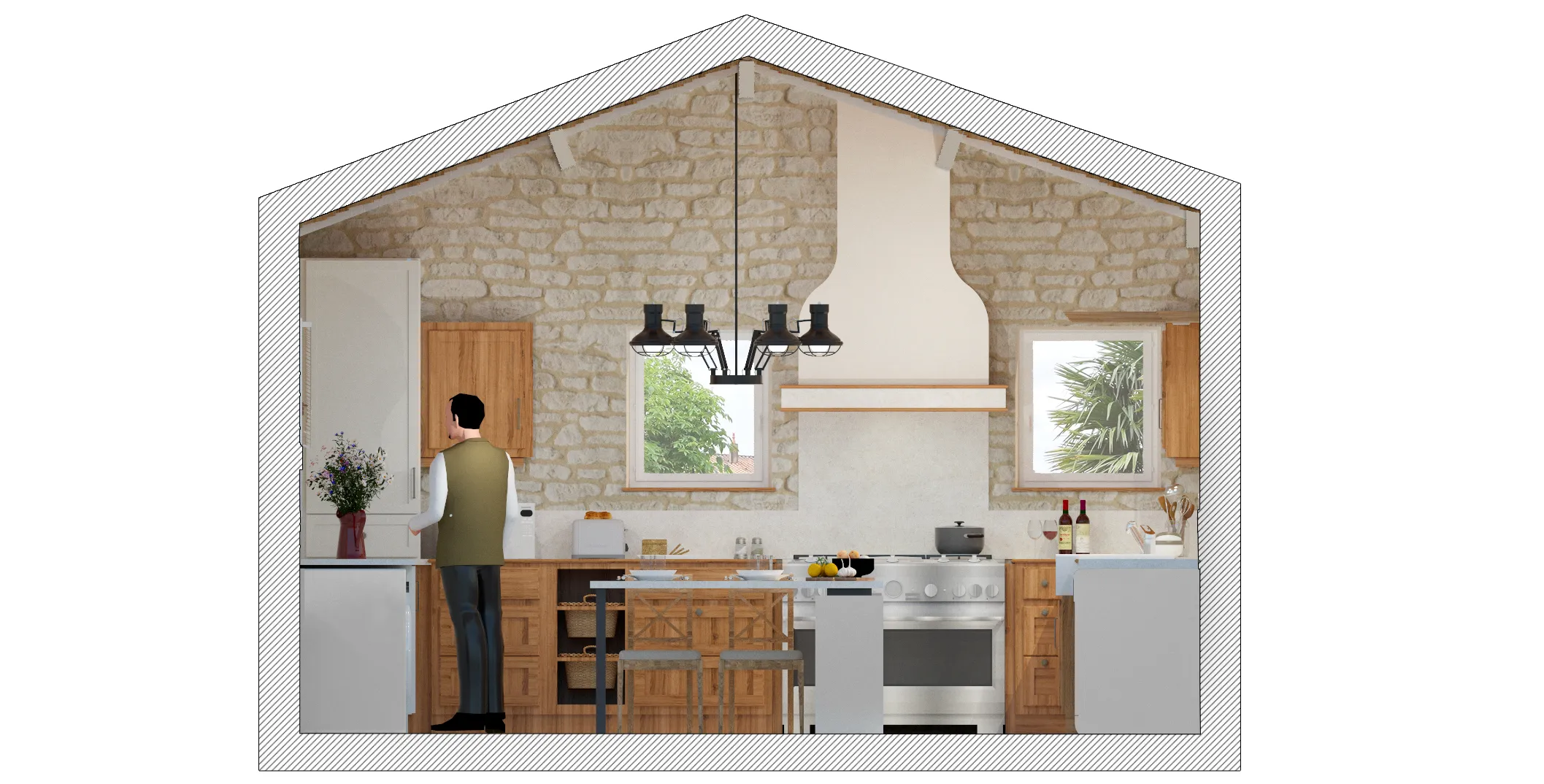 Projet Beethoven - Habitat particulier à Mortagne sur sèvre en Vendée, proche de la Roche-sur-Yon. 
Rénovation d'une cuisine. Alexandre Cousseau architecte d'intérieur à Redon Pays de la Loire