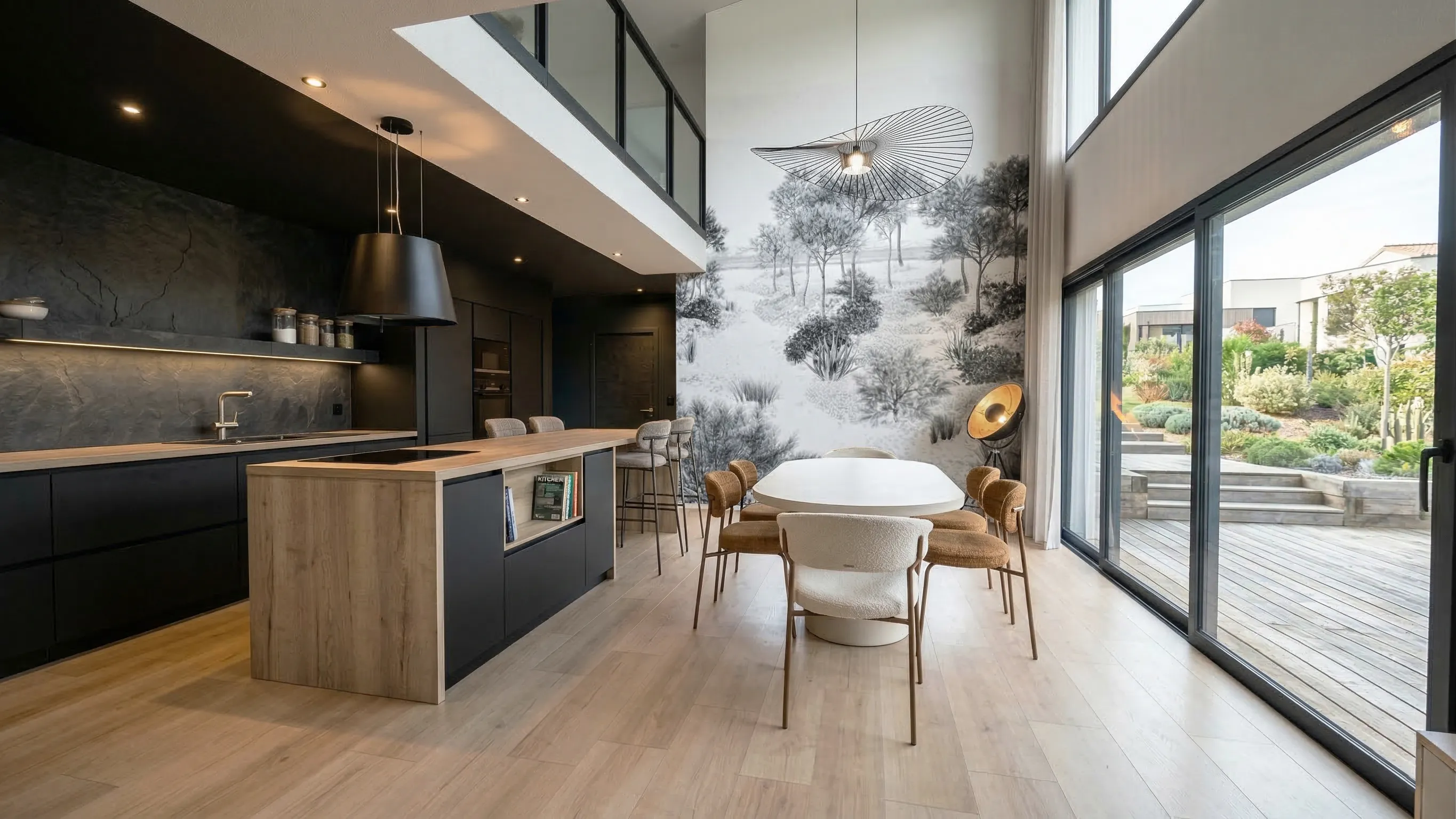 Projet Leroux - Projet particulier habitat à Billiers dans le Morbihan proche de Sarzeau. Conception et aménagement d'une pièce de vie. Création d'une ambiance affirmé dans une maison familiale. Alexandre Cousseau architecte d'intérieur à Redon en Pays de la Loire