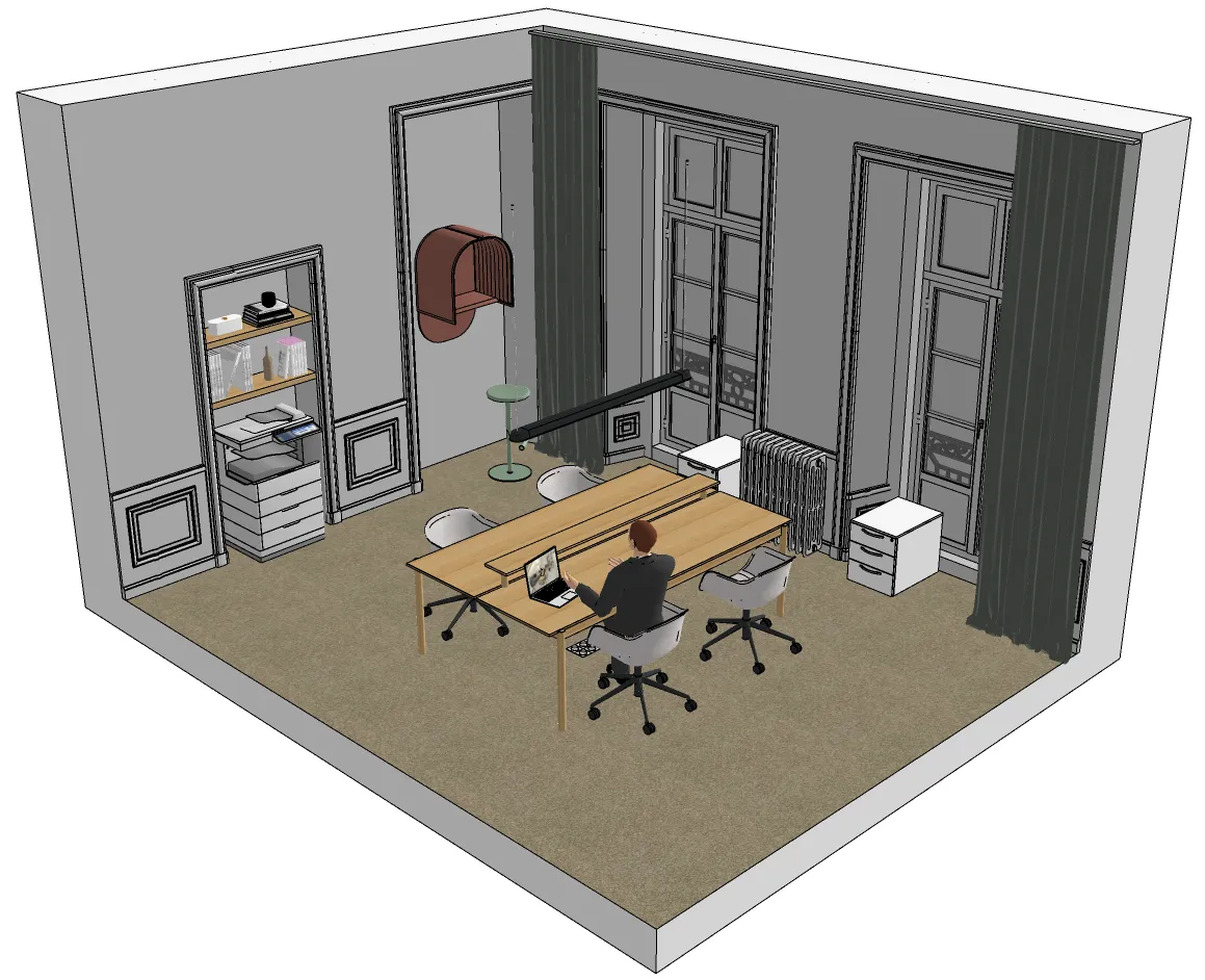Fourniture de l'ensemble des livrables : plans techniques, visuels 3d, mobiliers, matériaux pour votre projet d'architecture intérieur - Alexandre Cousseau