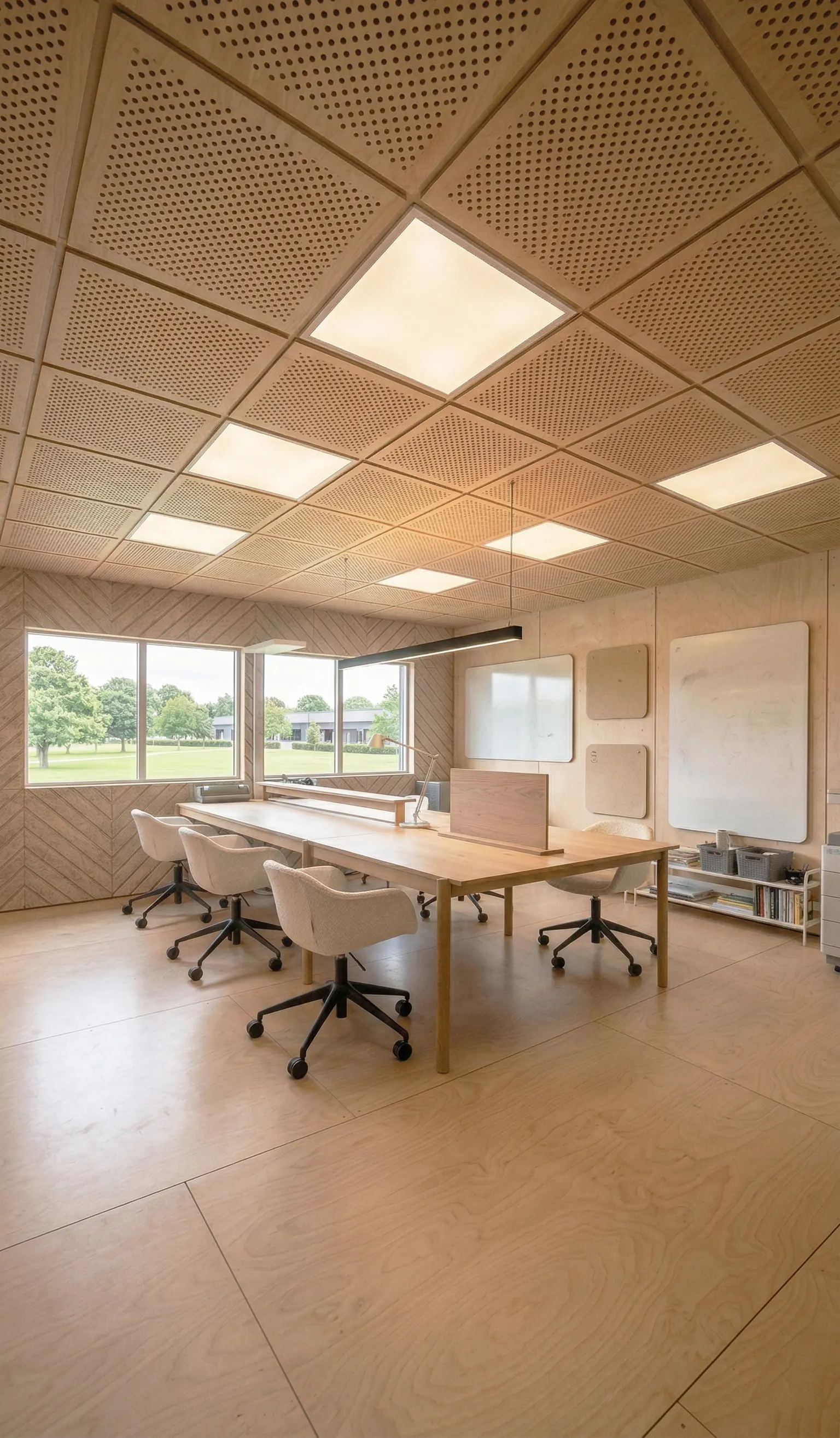 Projet Perrot - Projet professionnel tertiaire Angers dans le Maine et Loire proche de Cholet. 
Création d'une salle de réunion dans un atelier de production pour un atelier de menuiserie. Alexandre Cousseau architecte d'intérieur Pays de la Loire