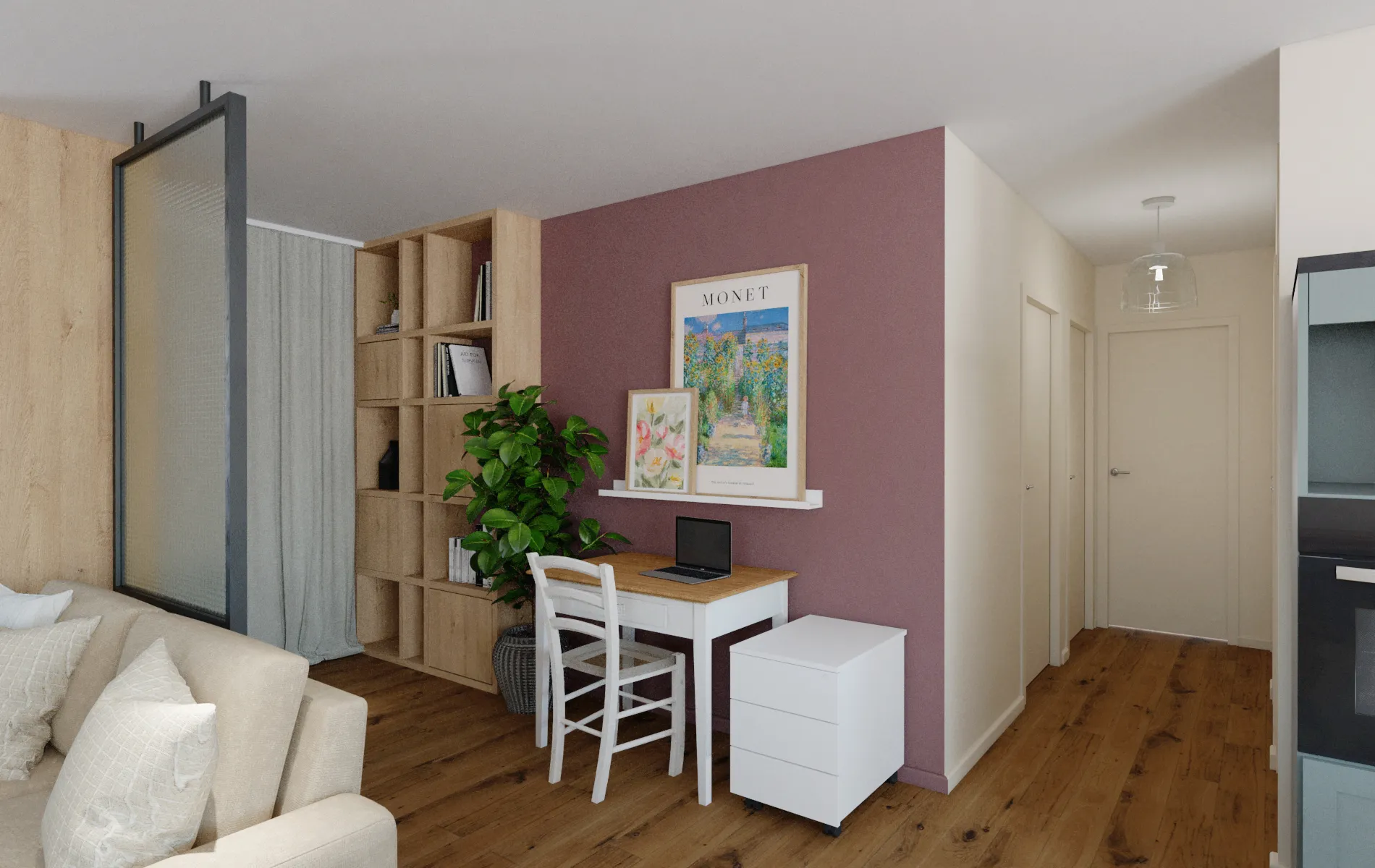 Projet Roseaux - Projet particulier habitat à Saint Nicolas de Redon en Loire Atlantique proche de Savenay. 
Installation de solutions de rangement pour un salon salle à manger. Alexandre Cousseau architecte d'intérieur à Redon en Pays de la Loire